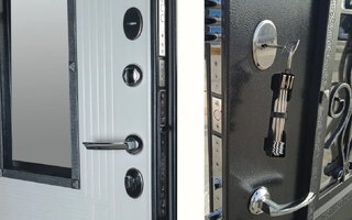 блок с замками, ручкой и задвижкой для входной двери со стеклом